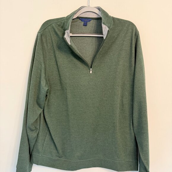 🌿 David Donahue Quarter-Zip Pullover – Heather Green – Size L - Picture 4 of 5